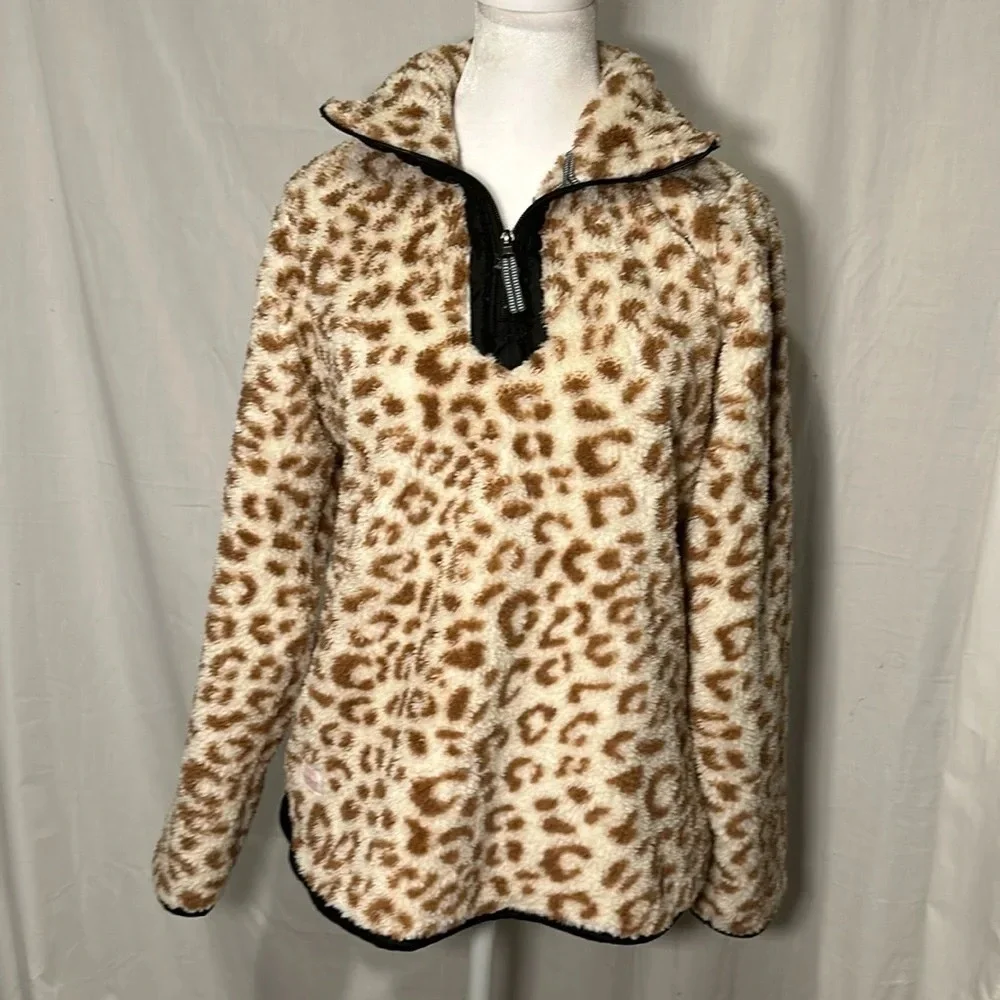 off white / cream & tan / brown leopard print Simply Southern Y neck pullover